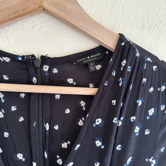 Lucky Brand Floral Wrap Midi Dress Sz 0 XS - Picture 6 of 7